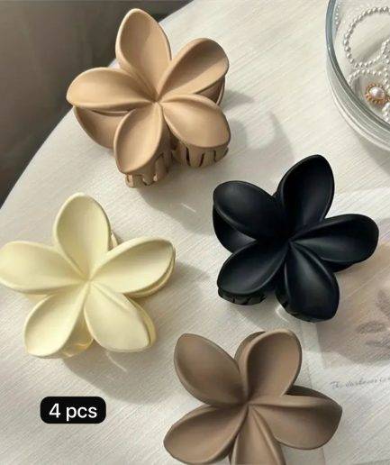 4 pcs mini matte floral clips